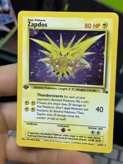 #4 1st Edition Zapdos 15/62 Fossil 1999 Holo Rare WOTC Pokemon Card TCG - Image 3