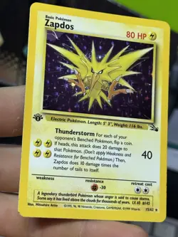 #4 1st Edition Zapdos 15/62 Fossil 1999 Holo Rare WOTC Pokemon Card TCG - Image 4