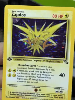 #4 1st Edition Zapdos 15/62 Fossil 1999 Holo Rare WOTC Pokemon Card TCG - Image 5