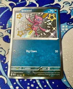 Pokemon Sneasel Shiny Rare SV Paldean Fates 182/091 Cute Pink Card 💕Pack Fresh✨ - Image 1