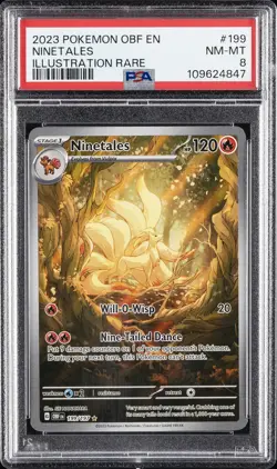 2023 POKEMON OBF EN-OBSIDIAN FLAMES ILLUSTRATION RARE #199 NINETALES PSA 8 - Image 1