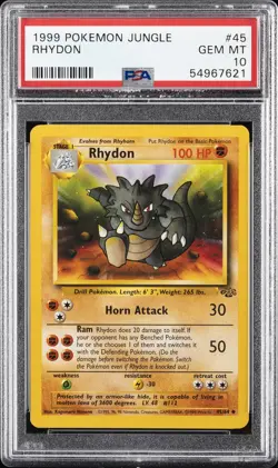 1999 POKEMON JUNGLE #45 RHYDON PSA 10 - Image 1
