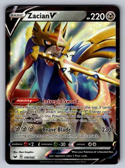 Zacian V 138/202 Holo Ultra Rare SWSH01: Sword & Shield Base Set Pokemon TCG NM - Image 1
