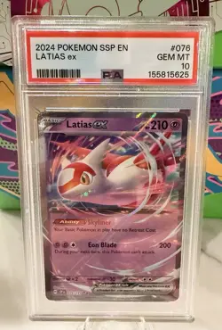PSA 10 Latias Ex 2024 Pokemon Ssp En-Surging Sparks #076 GEM Mint - Image 1