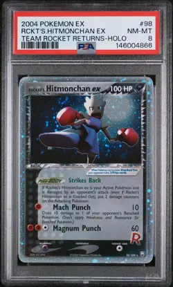 2004 POKEMON EX TEAM ROCKET RETURNS #98 ROCKET'S HITMONCHAN EX-HOLO PSA 8 - Image 1