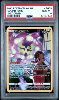 2022 POKEMON SWORD & SHIELD LOST ORIGIN #TG09 FULL ART/SPIRITOMB PSA 10 - Image 1