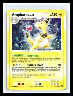💥 Pokemon TCG Ampharos (LV. 52) #1/132 -Secret Wonders (2007) Holo Rare - Image 1