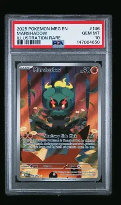 Pokemon Me01 Mega Evolution Marshadow 146/132 Illustration Rare Holo PSA 10 2025 - Image 1