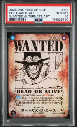 PSA 10 One Piece Portgas.D.Ace Wanted Poster SP OP13-119 SEC Japanese - Image 1