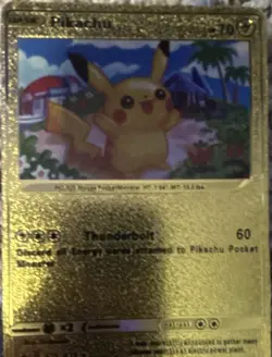 Nintendo Pokemon TCG Pikachu Pokemon Pocket Metal Holo Card English 70 HP - Image 1