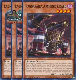 Yugioh! 3x Ragnaraika Armored Lizard MP25-EN344 Common 1st Ed NM - Image 1