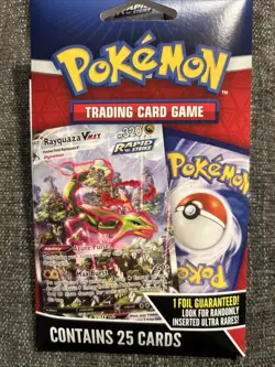 NEW Pokemon Trading Card Game Rapid Strike Rayquaza VMAX 25-Pack w/Foil & Rares - Image 1