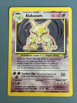MP Pokemon Alakazam Base Set 2 001/130 Holo Rare - Image 1