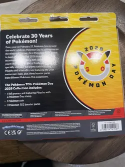 Pokemon Day 2026 Box Pikachu Promo Card 3 Booster Packs Coin - Image 2
