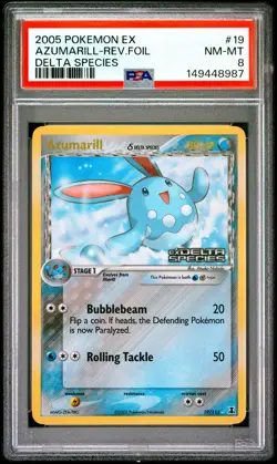 AZUMARILL REVERSE HOLO 19/113 DELTA SPECIES POKEMON PSA 8 - Image 1