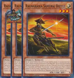 Yugioh! 3x Ragnaraika Samurai Beetle MP25-EN343 Common 1st Ed NM - Image 1
