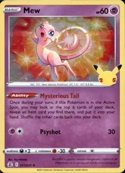 Mew 011/025 Holo Rare Celebrations Pokemon Near Mint - Image 1