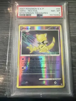 2007 POKEMON DIAMOND & PEARL MYSTERIOUS TREASURES #69 ABRA-REVERSE FOIL PSA 8 - Image 1