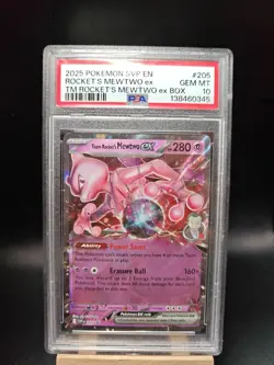 2025 POKEMON SVP MEWTWO EX BOX PROMO #205 TEAM ROCKET'S MEWTWO EX PSA 10 - Image 1