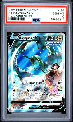 2021 POKEMON SWORD & SHIELD EVOLVING SKIES #194 FULL ART/RAYQUAZA V PSA 10 - Image 1
