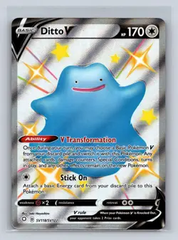 Ditto V SV118/SV122 Holo V Rare Shining Fates Shiny Vault Pokemon NM - Image 1