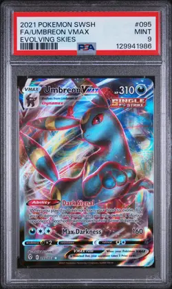 2021 POKEMON SWORD & SHIELD EVOLVING SKIES #095 FULL ART/UMBREON VMAX PSA 9 - Image 1