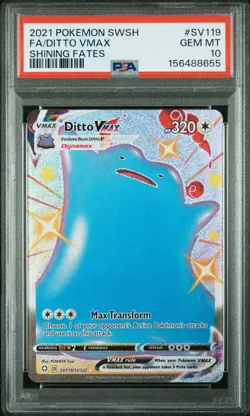 2021 POKEMON SWORD & SHIELD SHINING FATES #SV119 FULL ART/DITTO VMAX PSA 10 - Image 1