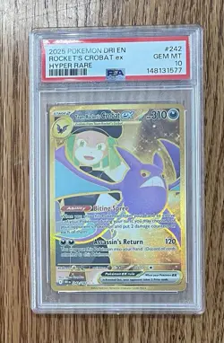 PSA 10 Pokemon Destined Rivals Rocket’s Crobat Ex #242 Hyper Rare Gold - Image 1