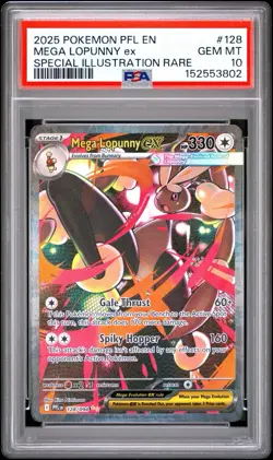 2025 Pokemon Mega Evolution Phantasmal Flames Mega Lopunny EX #128 PSA 10 - Image 1