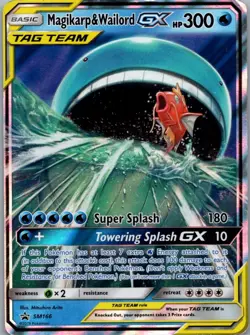 Magikarp & Wailord GX SM166 Holo Promo Sun & Moon Promo Pokemon Holo Damaged - Image 1