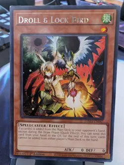 YuGiOh! Droll & Lock Bird TAMA-EN047 Rare 1st Ed LP - Image 1
