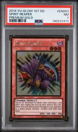 2014 Yu-Gi-Oh! Spirit Reaper PGLD 1st Edition Gold Rare PSA 7 - Image 1