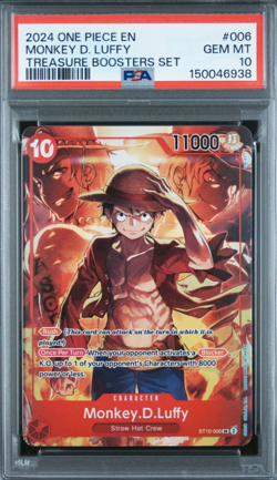Monkey D Luffy PSA 10 Treasure Boosters Set #006 Promo 2024 One Piece - Image 1