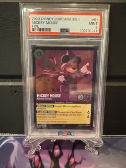 Mickey Mouse - Wayward Sorcerer : Disney Lorcana EN 1 2023 : 51/204 PSA 9 MINT - Image 1