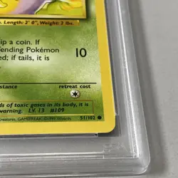 1999 Pokemon Card Game PSA Graded #51 KOFFING GEM MT 10 - Image 3