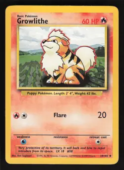 Pokemon Base Set 28/102 Growlithe Card TCCCX - Image 1