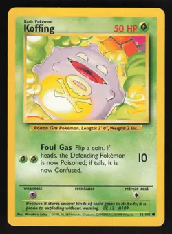 Pokemon Base Set #51/102 Koffing Card TCCCX - Image 1