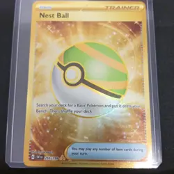 Pokemon TCG Nest Ball Scarlet Violet Base Set Holo Gold Rare Card 255/198 - Image 1