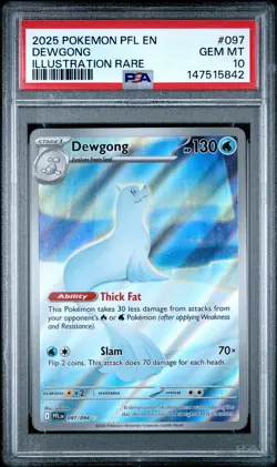2025 POKEMON PFL EN-PHANTASMAL FLAMES ILLUSTRATION RARE #097 DEWGONG PSA 10 - Image 1