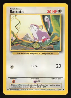 Pokemon Base Set 61/102 Rattata Card TCCCX - Image 1