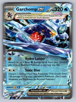 Garchomp ex - 038/182 Holo Double Rare SV04: Paradox Rift Pokemon TCG NM - Image 1