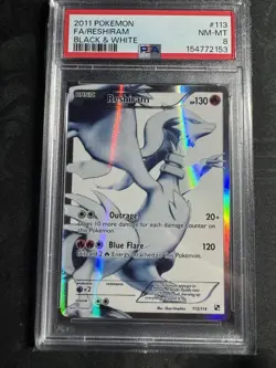RESHIRAM 2011 Pokemon #113/114 PSA 8 NM-MINT Black & White FULL ART! Graded! - Image 1