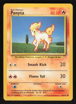 Pokemon Base Set 60/102 Ponyta Card TCCCX - Image 1