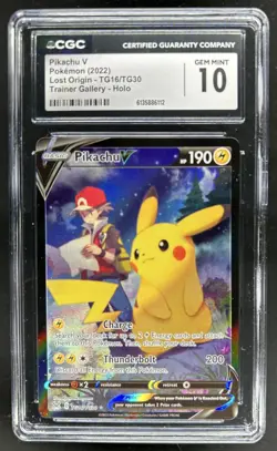 2022 Pokemon SWSH Lost Origin Pikachu V Trainer Gallery #TG16/TG30 CGC 10 - Image 1