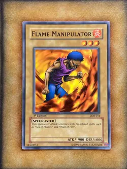 Yugioh Flame Manipulator LOB-016 Common 1st Ed North American NM - Image 1