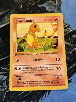 Charmander 1st Edition Shadowless Base Set Pokemon Card #46 - Image 1