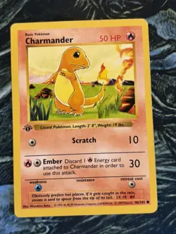 Charmander 1st Edition Shadowless Base Set Pokemon Card #46 - Image 4