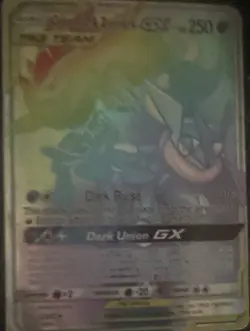 Greninja & Zoroark GX Rainbow Rare TAG TEAM GX Holo Pokemon Card 222/214 - Image 1