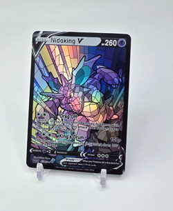 Custom HOLO STAINED GLASS Nidoking Card Holo Nidoking READ DESCRIPTION BELOW - Image 1