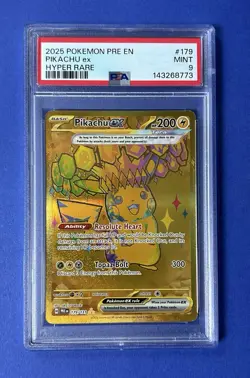 2025 Pokemon PRE EN Pikachu ex Hyper Rare #179 PSA 9 MINT - Image 1